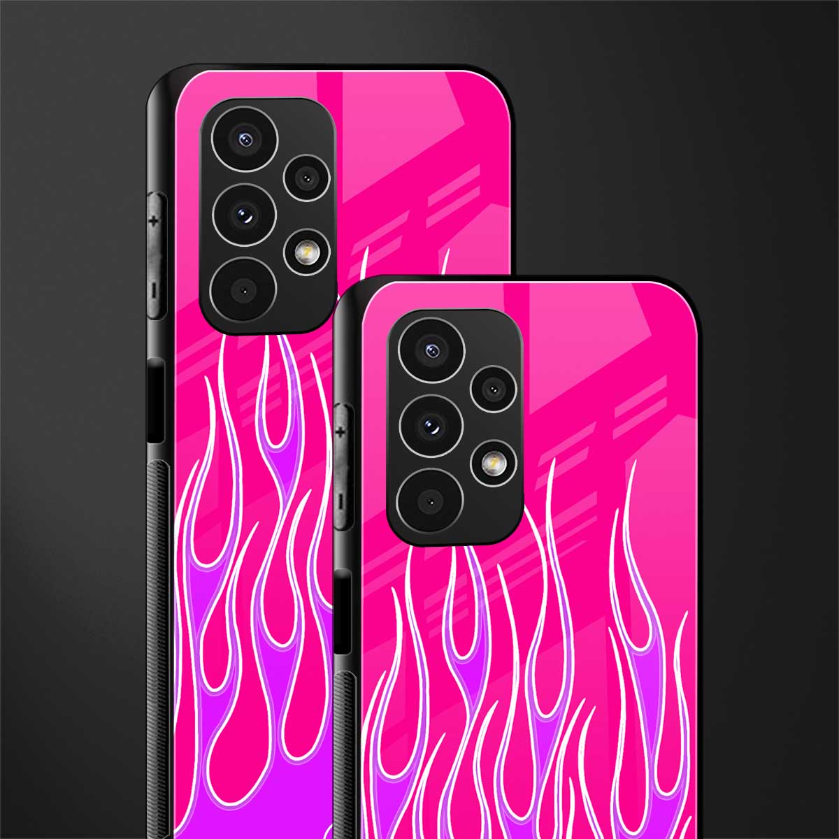 y2k hot pink flames back phone cover | glass case for samsung galaxy a13 4g