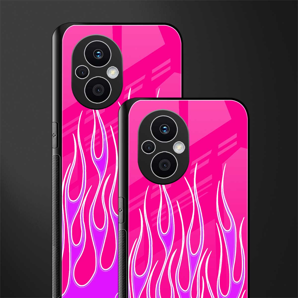 y2k hot pink flames back phone cover | glass case for oppo f21 pro 5g