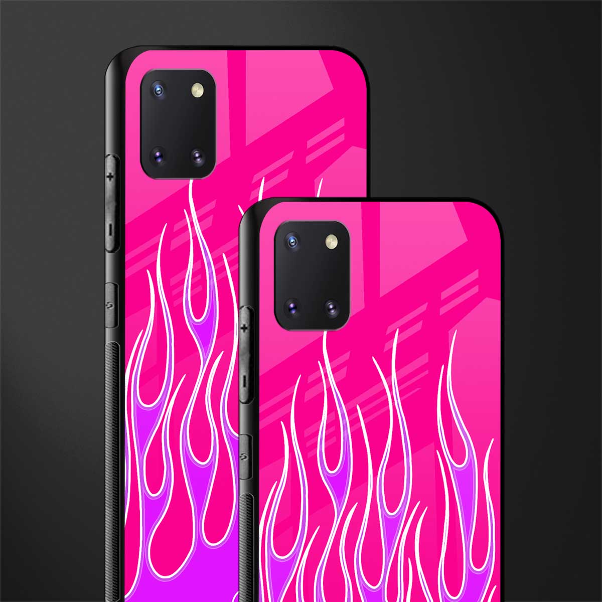 y2k hot pink flames glass case for samsung a81 image-2