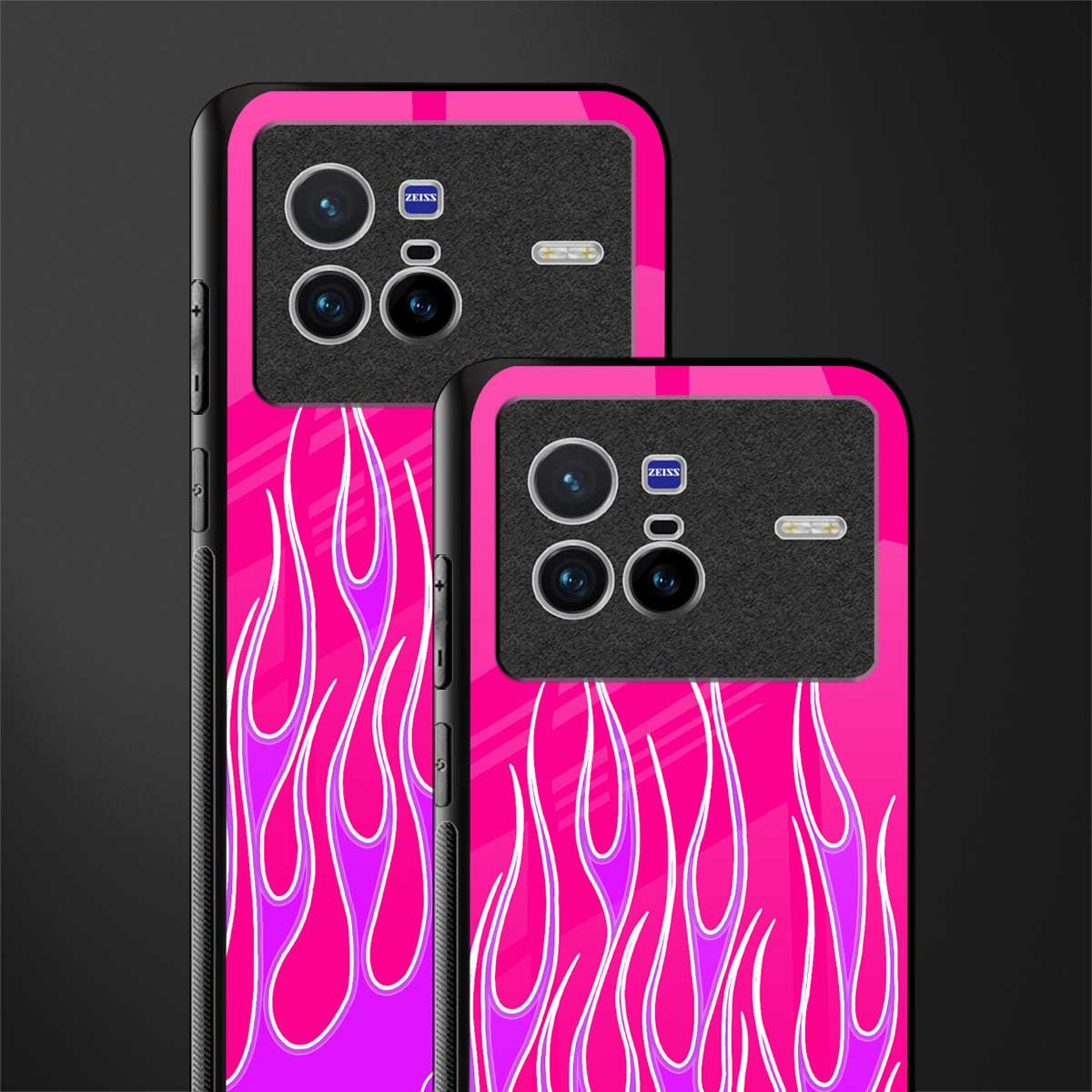 y2k hot pink flames glass case for vivo x80 image-2