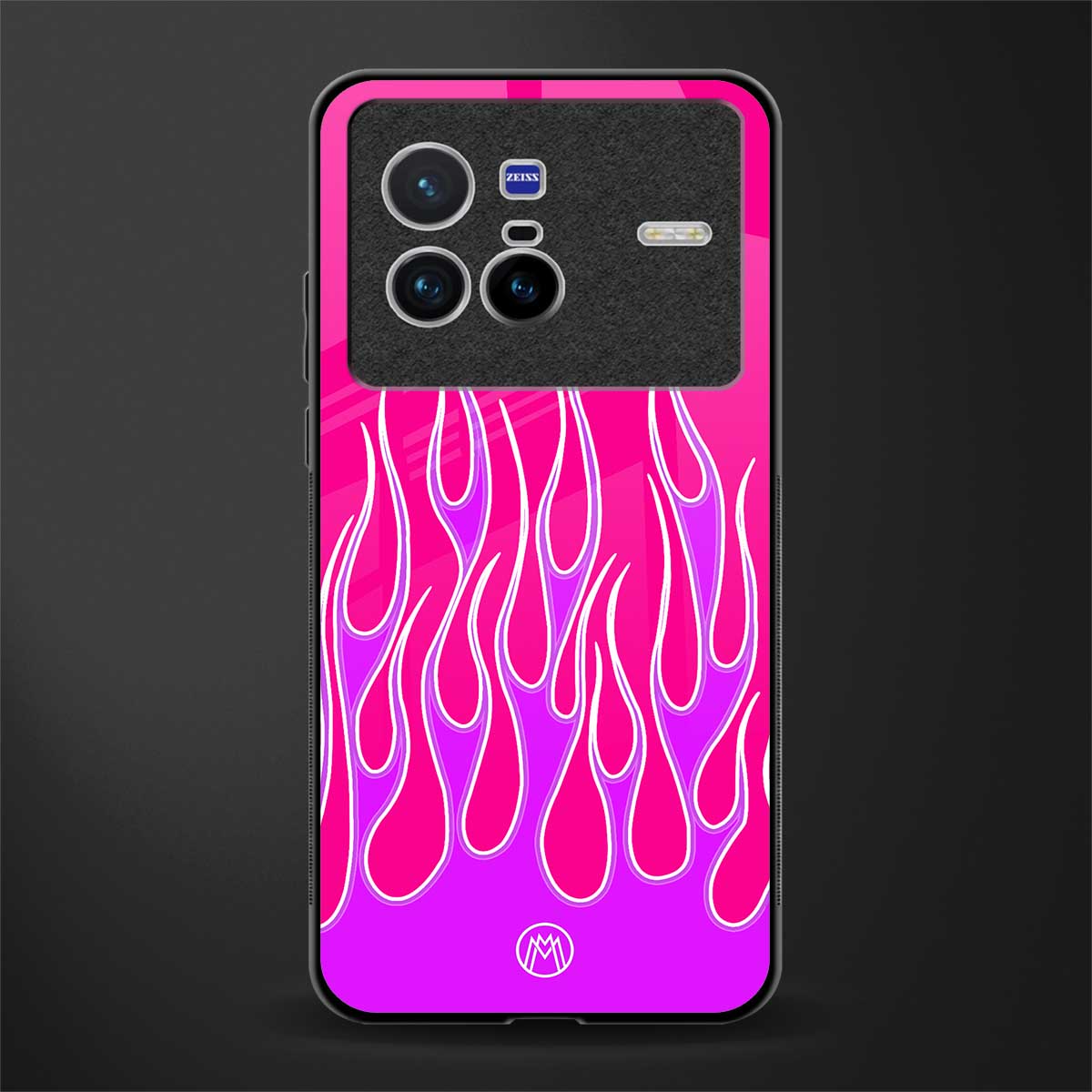 y2k hot pink flames glass case for vivo x80 image
