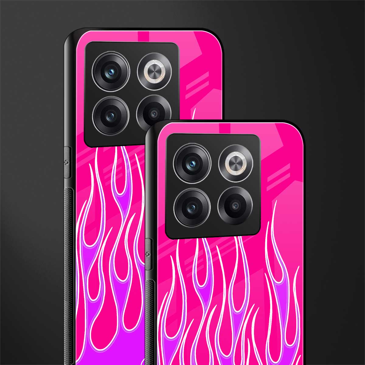 y2k hot pink flames back phone cover | glass case for oneplus 10t