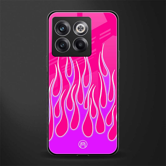 y2k hot pink flames back phone cover | glass case for oneplus 10t