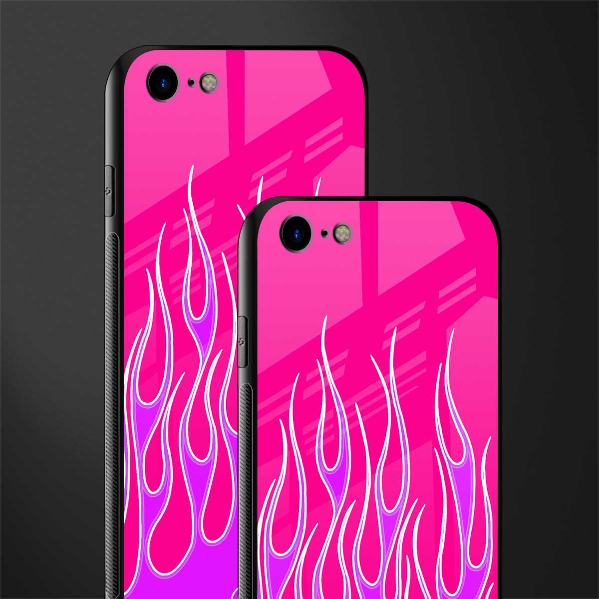 y2k hot pink flames glass case for iphone se 2020 image-2