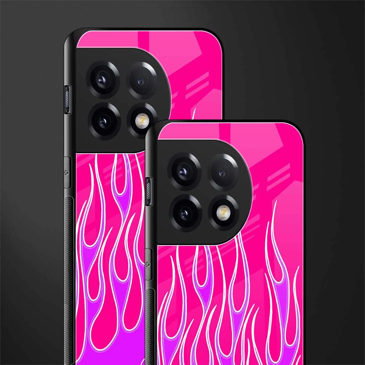 y2k hot pink flames back phone cover | glass case for oneplus 11r