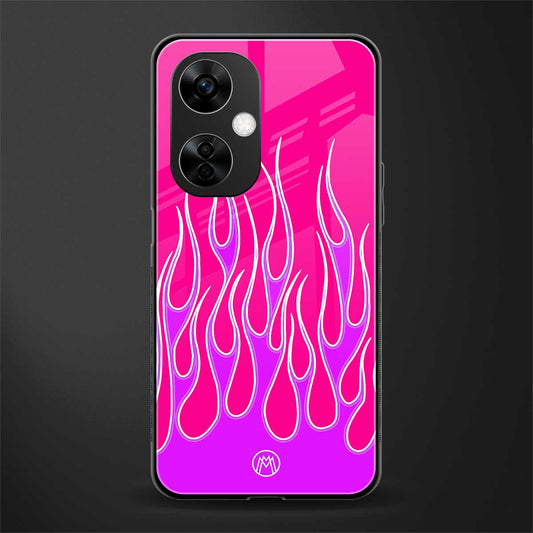 y2k hot pink flames back phone cover | glass case for oneplus nord ce 3 lite