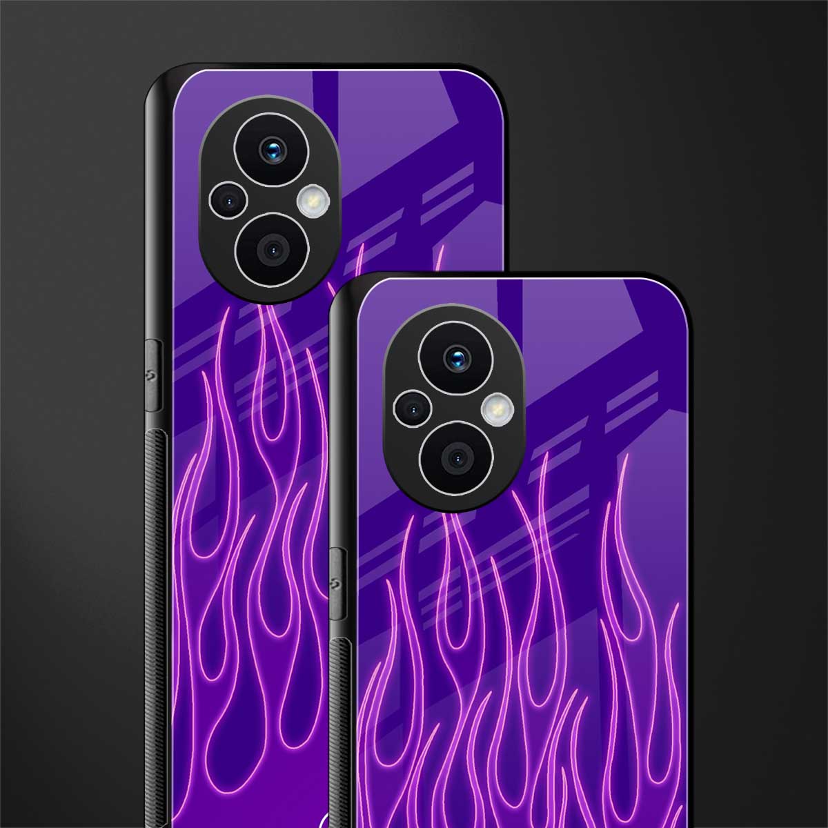 y2k magenta flames back phone cover | glass case for oppo f21 pro 5g