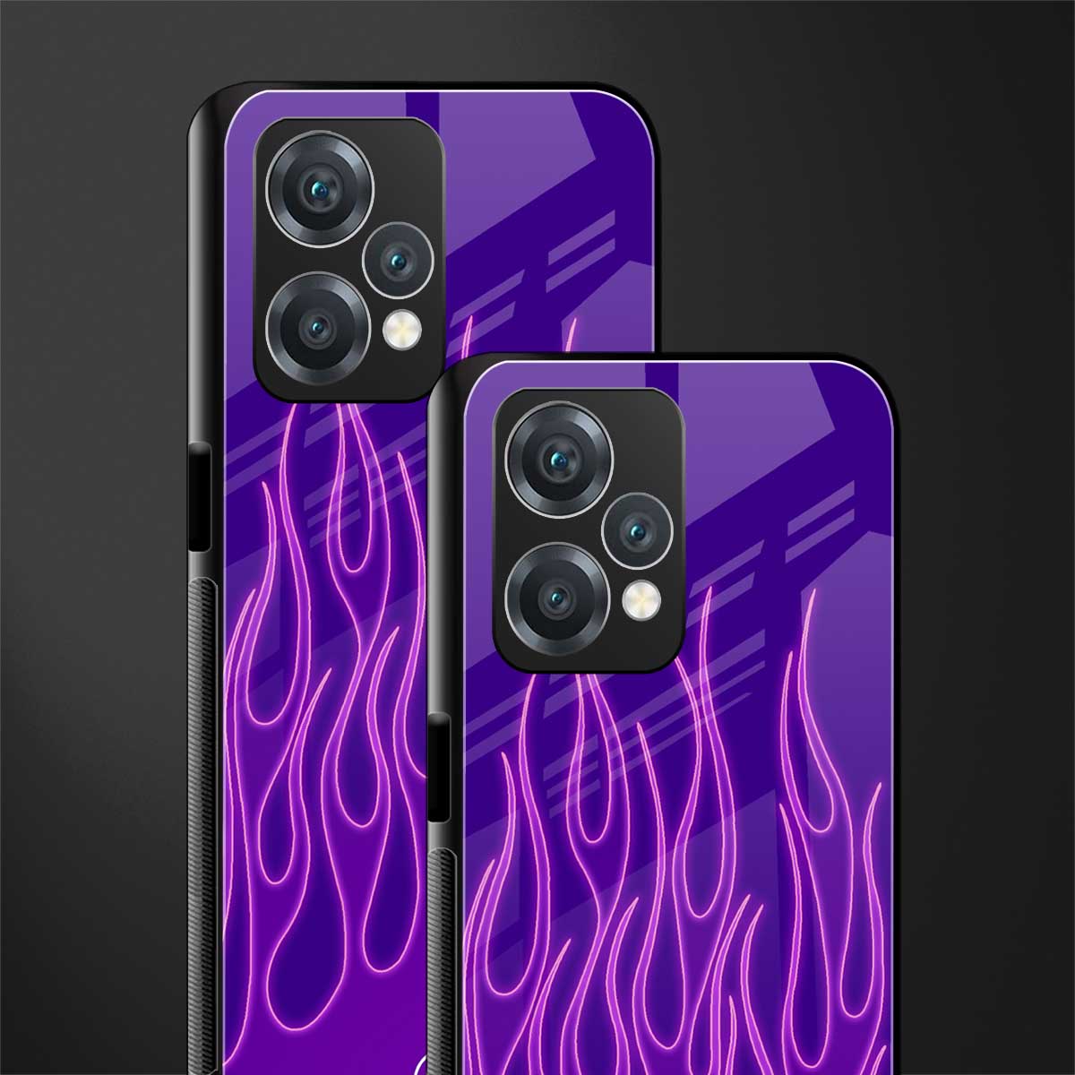 y2k magenta flames back phone cover | glass case for oneplus nord ce 2 lite 5g
