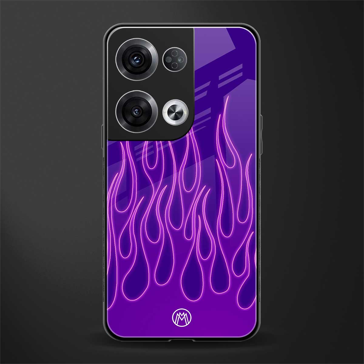 y2k magenta flames back phone cover | glass case for oppo reno 8