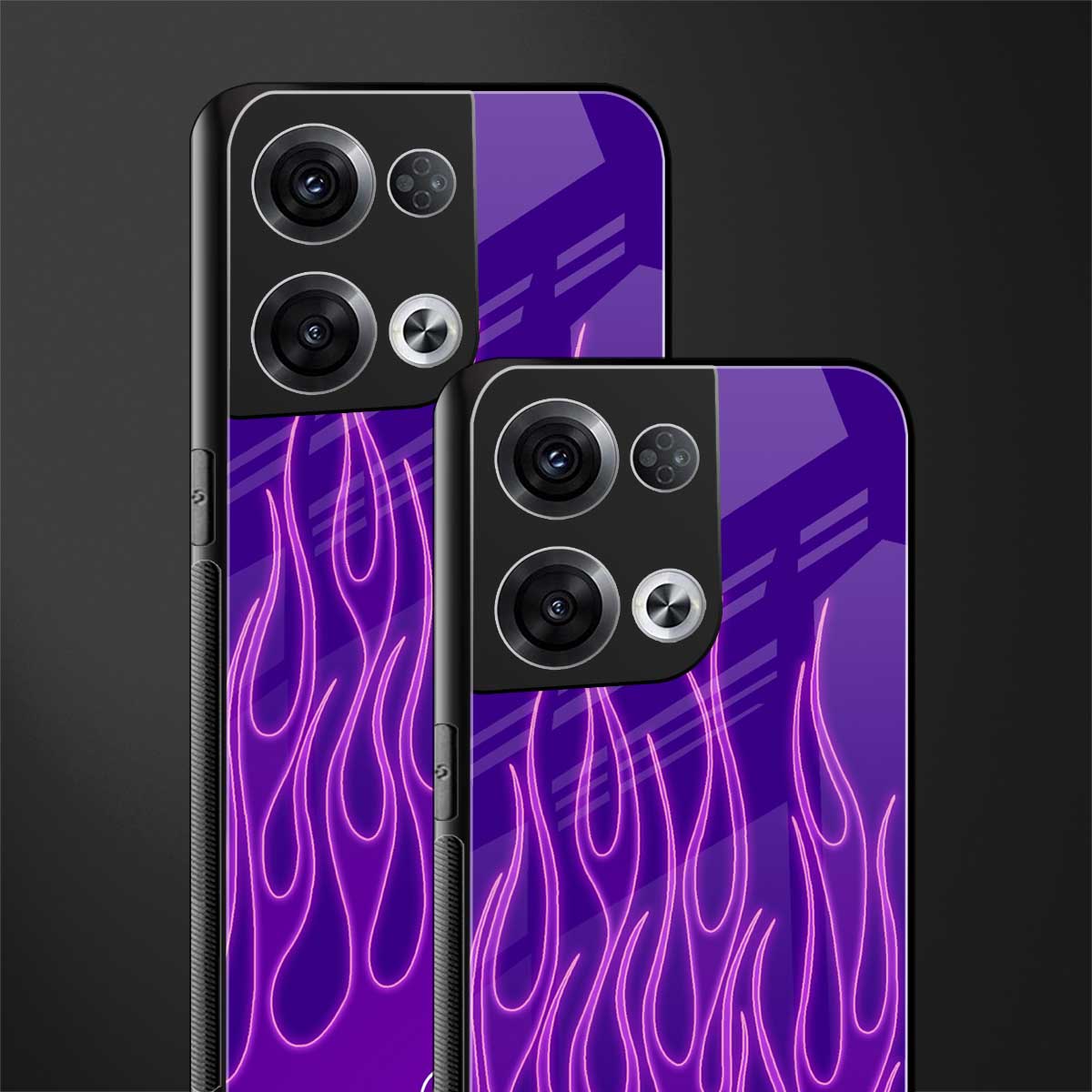 y2k magenta flames back phone cover | glass case for oppo reno 8 pro