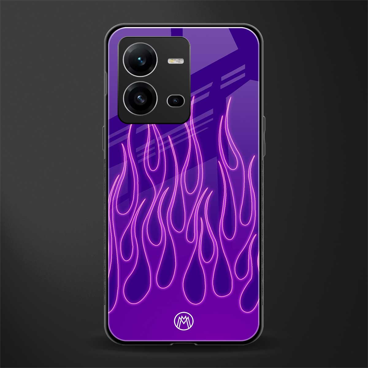y2k magenta flames back phone cover | glass case for vivo v25-5g