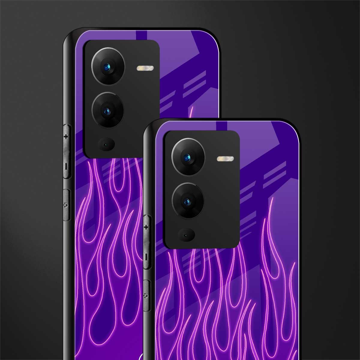 y2k magenta flames back phone cover | glass case for vivo v25 pro 5g