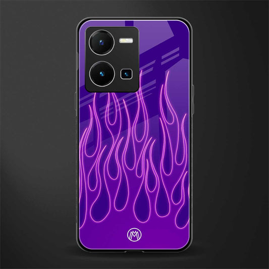 y2k magenta flames back phone cover | glass case for vivo y35 4g