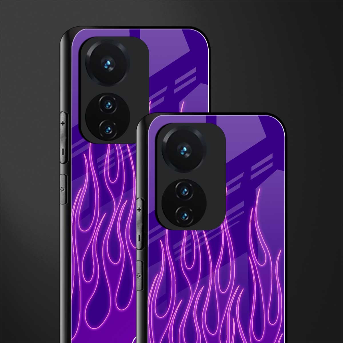 y2k magenta flames back phone cover | glass case for vivo t1 44w 4g