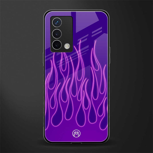 y2k magenta flames back phone cover | glass case for oppo a74 4g