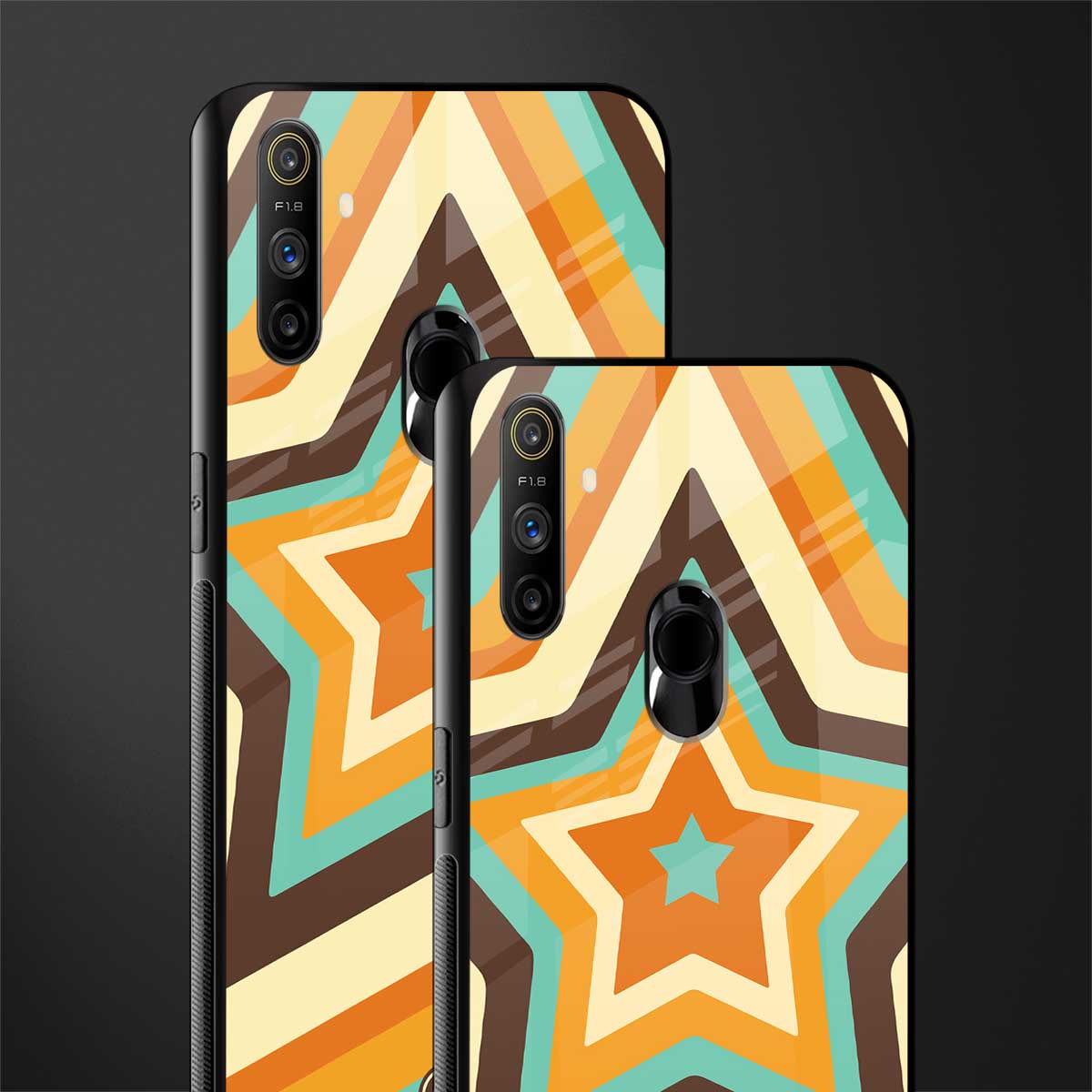 y2k orange brown stars glass case for realme narzo 20a image-2