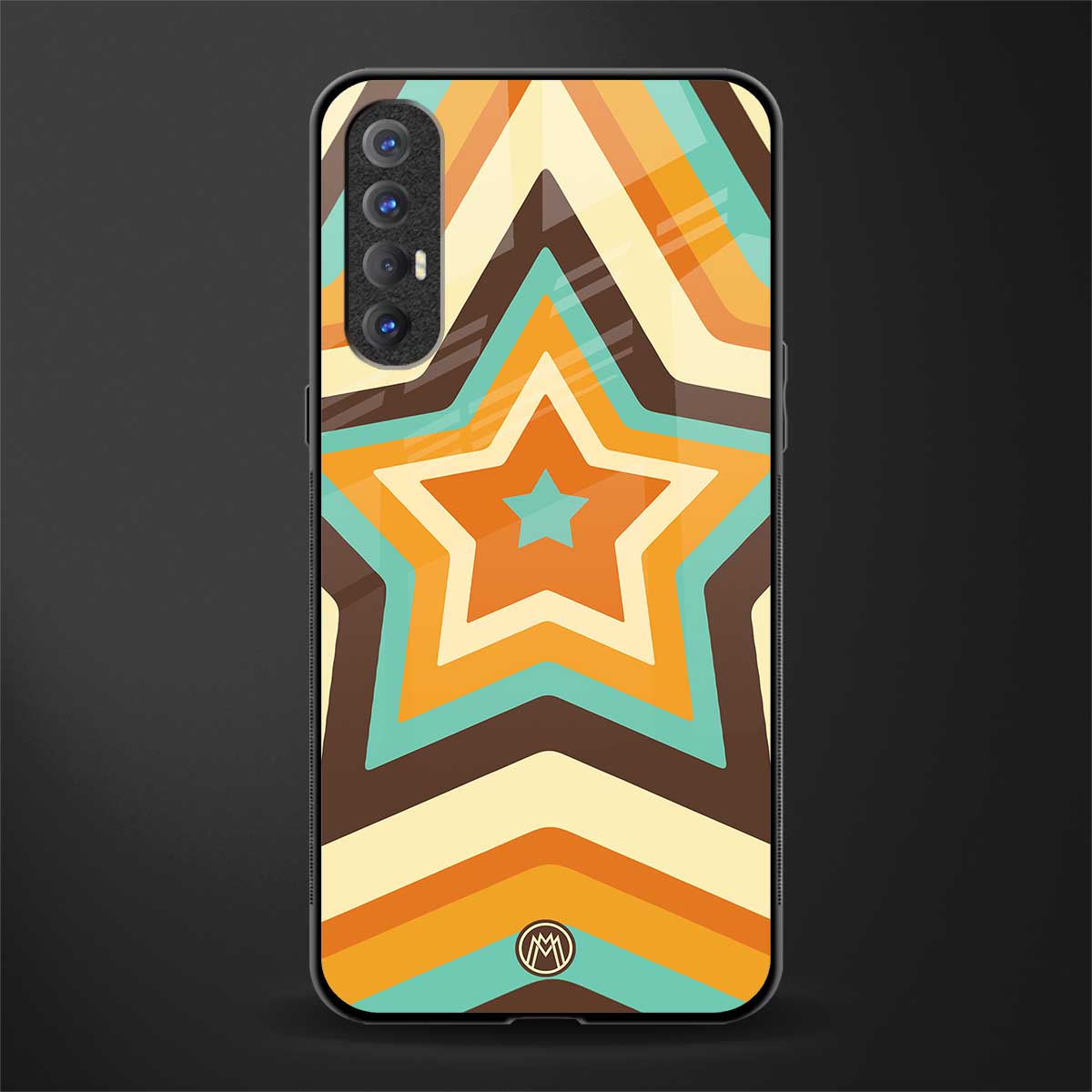 y2k orange brown stars glass case for oppo reno 3 pro image