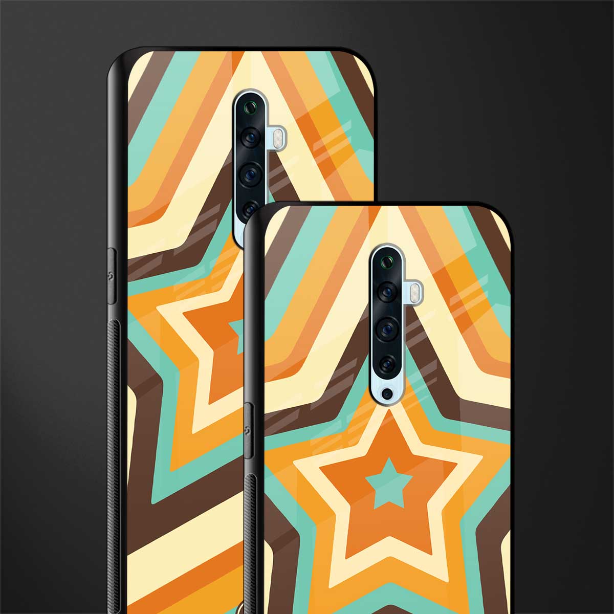 y2k orange brown stars glass case for oppo reno 2f image-2