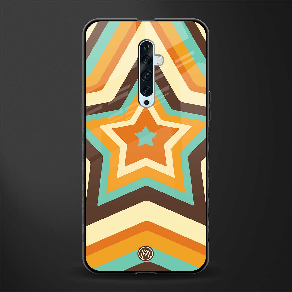 y2k orange brown stars glass case for oppo reno 2f image