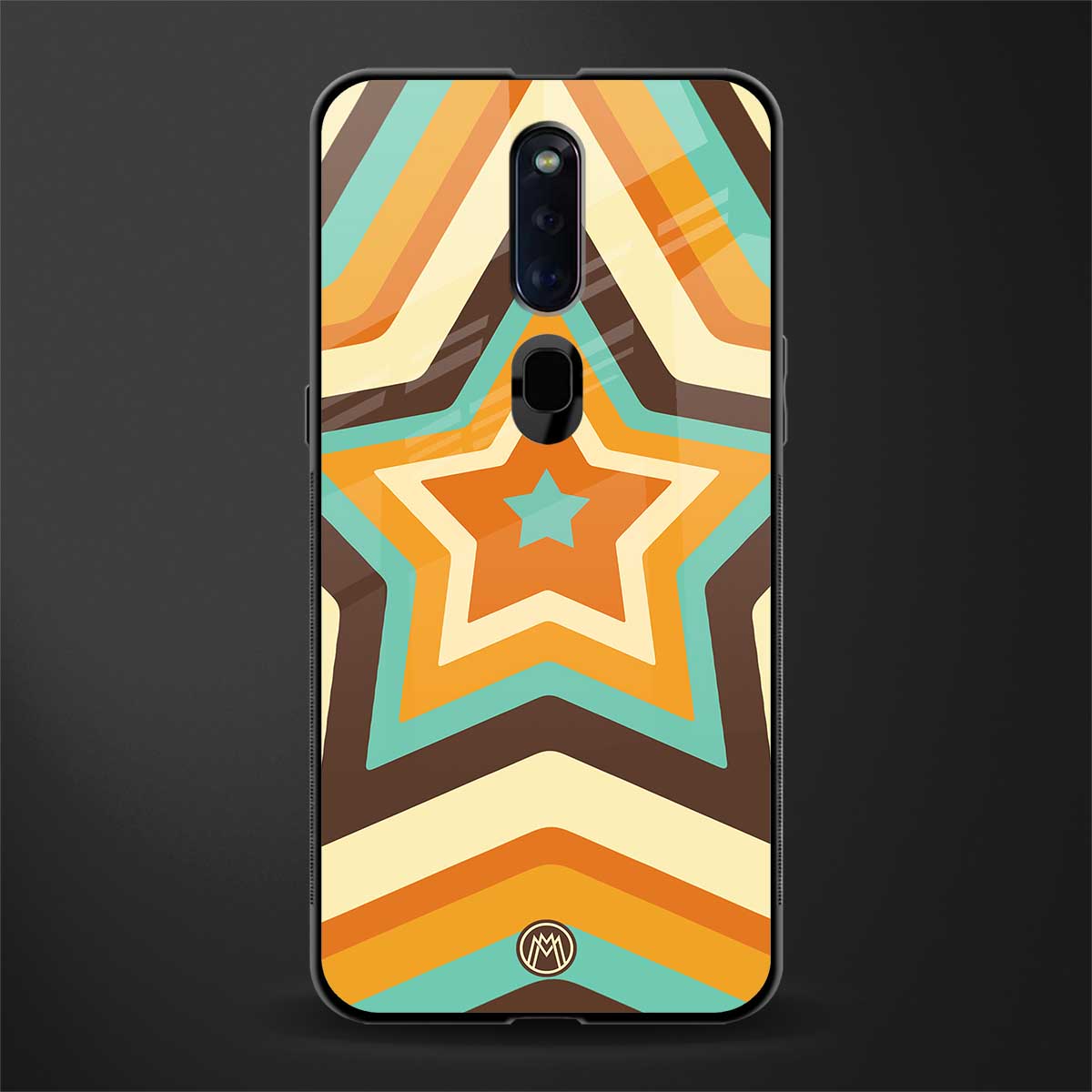 y2k orange brown stars glass case for oppo f11 pro image