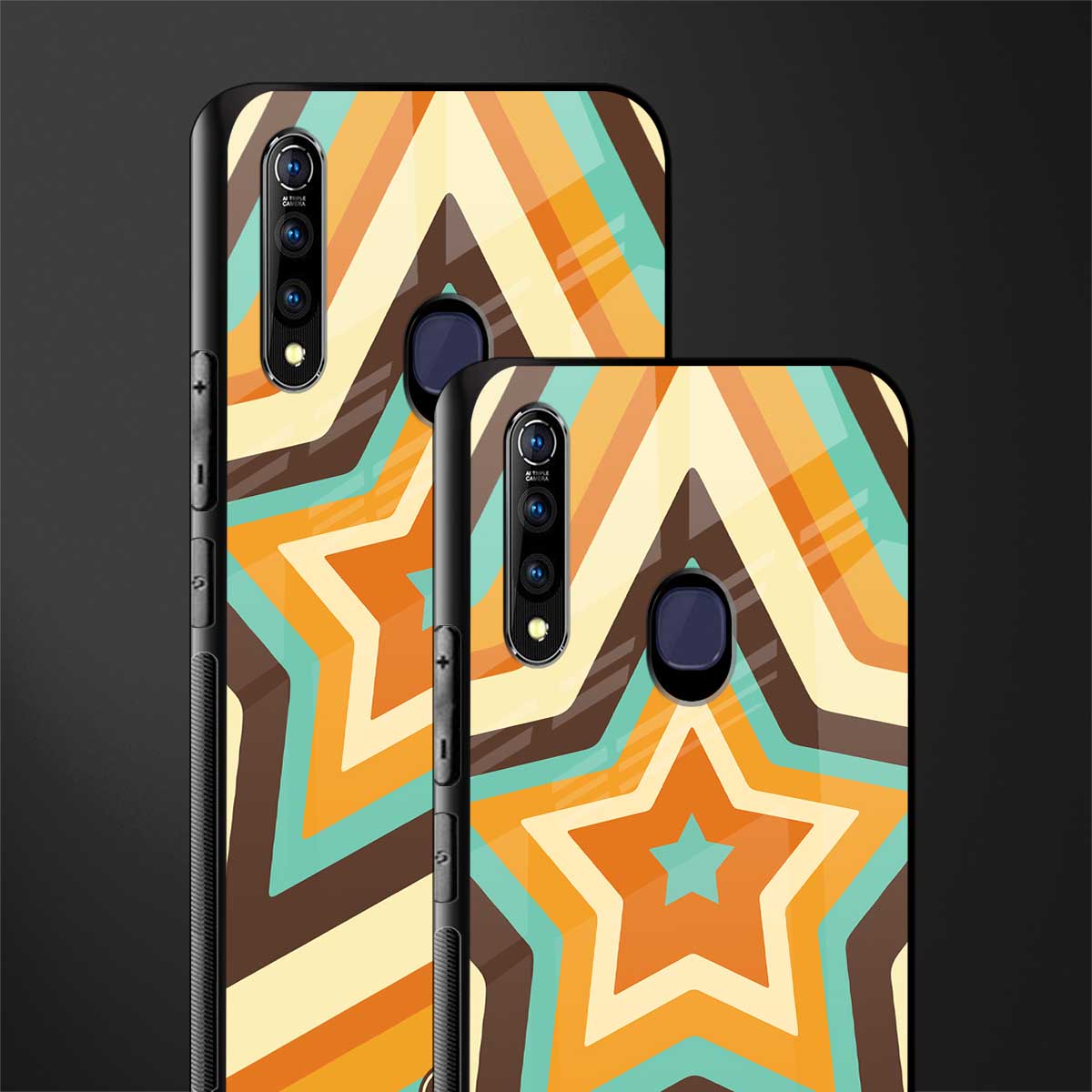 y2k orange brown stars glass case for vivo z1 pro image-2