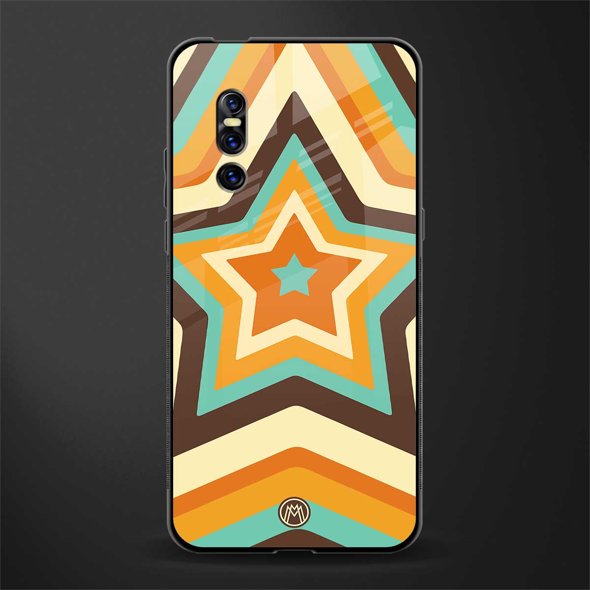 y2k orange brown stars glass case for vivo v15 pro image