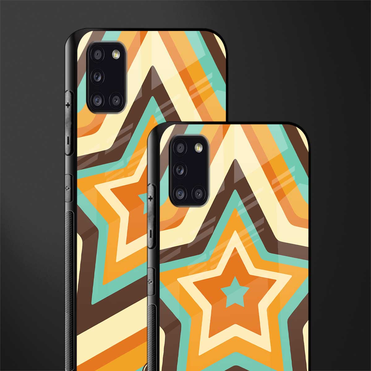 y2k orange brown stars glass case for samsung galaxy a31 image-2