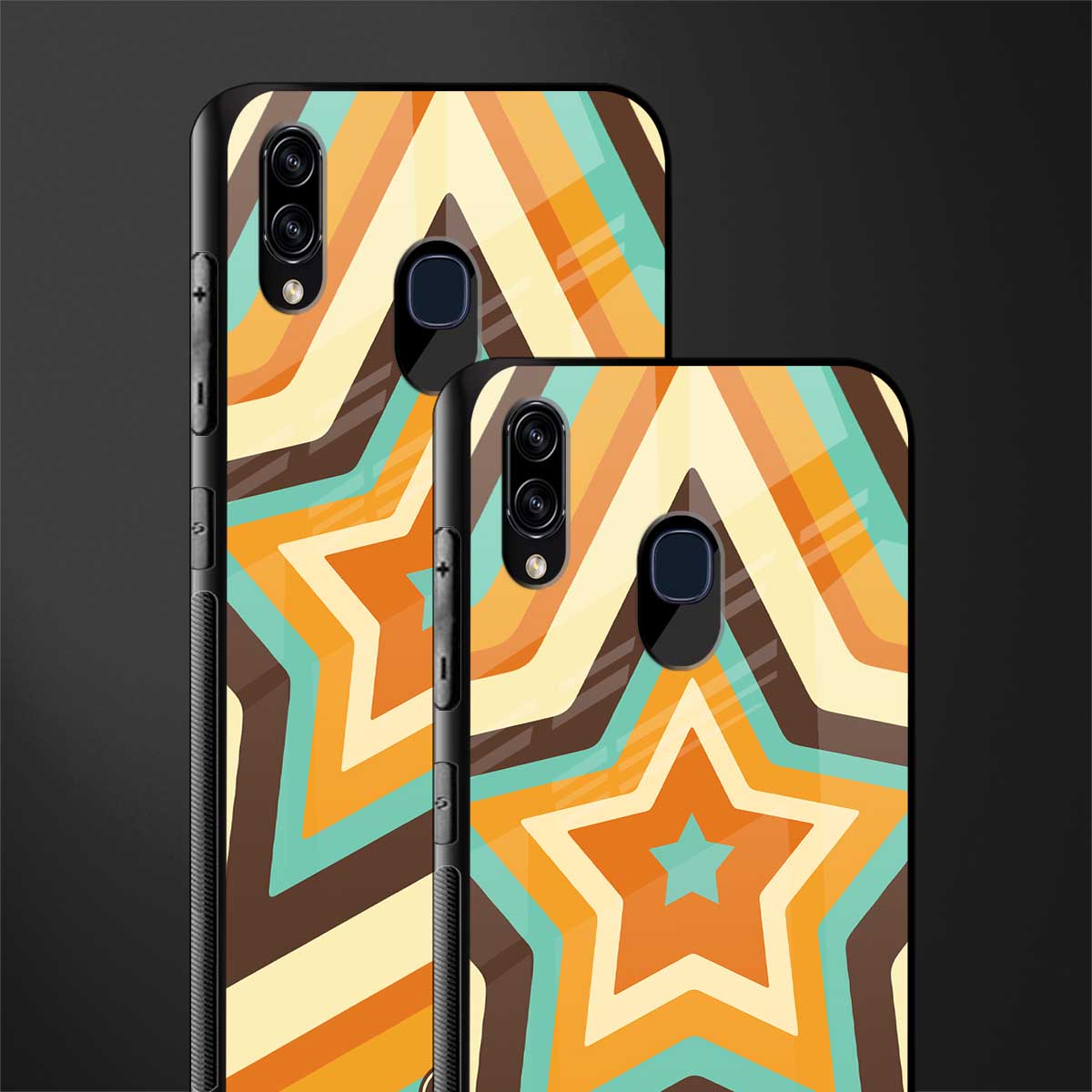 y2k orange brown stars glass case for samsung galaxy a30 image-2