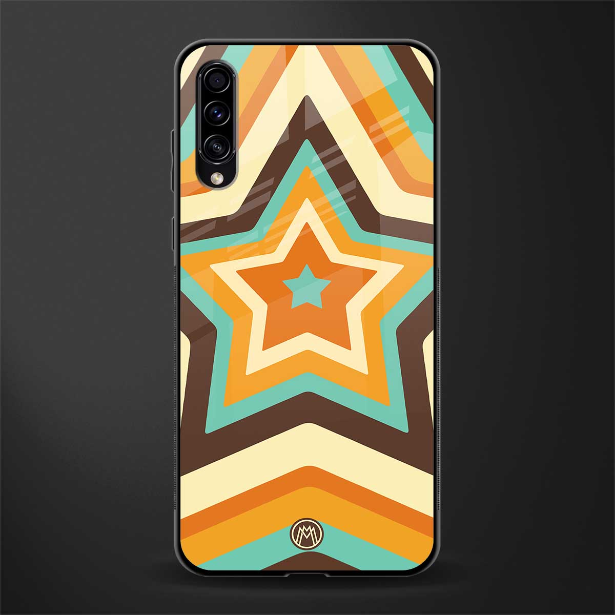 y2k orange brown stars glass case for samsung galaxy a70 image