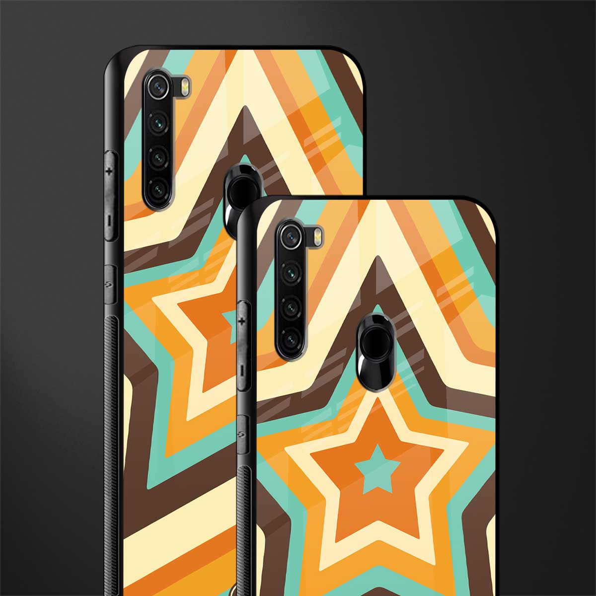 y2k orange brown stars glass case for redmi note 8 image-2