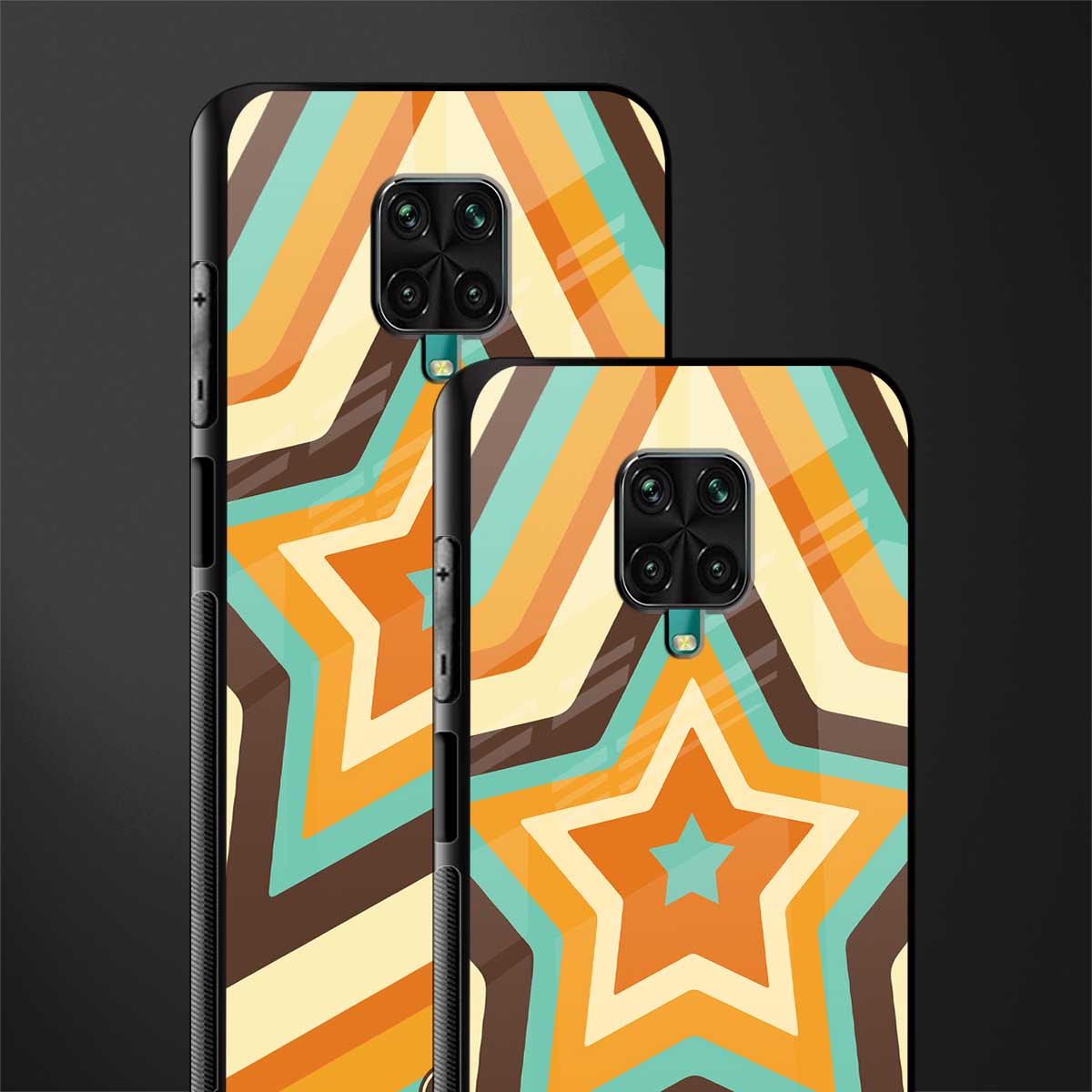 y2k orange brown stars glass case for poco m2 pro image-2