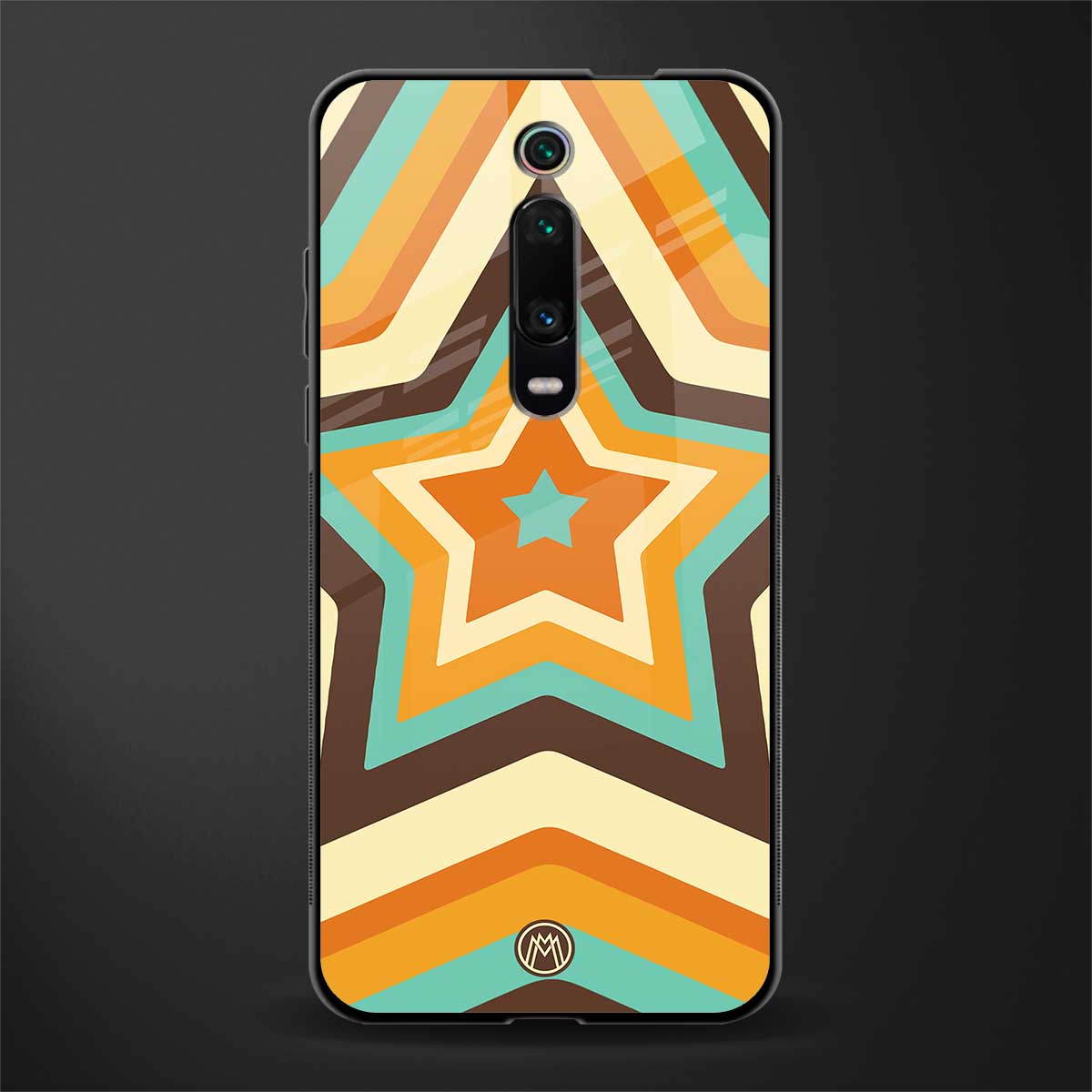 y2k orange brown stars glass case for redmi k20 image