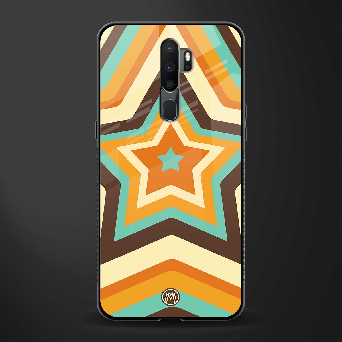 y2k orange brown stars glass case for oppo a5 2020 image