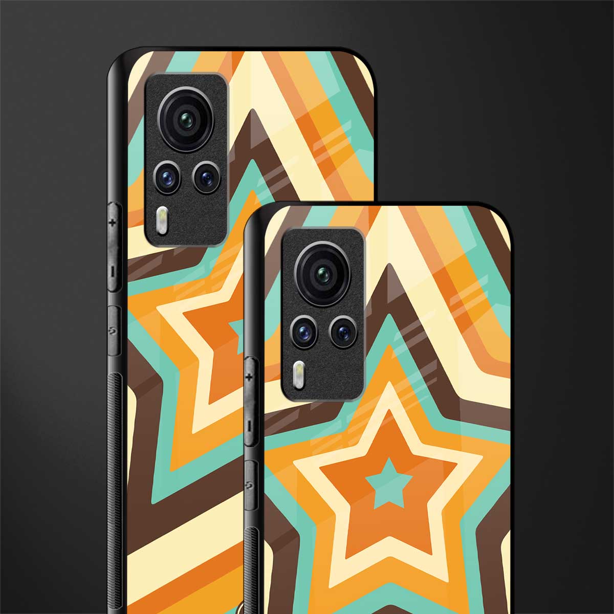 y2k orange brown stars glass case for vivo x60 pro image-2