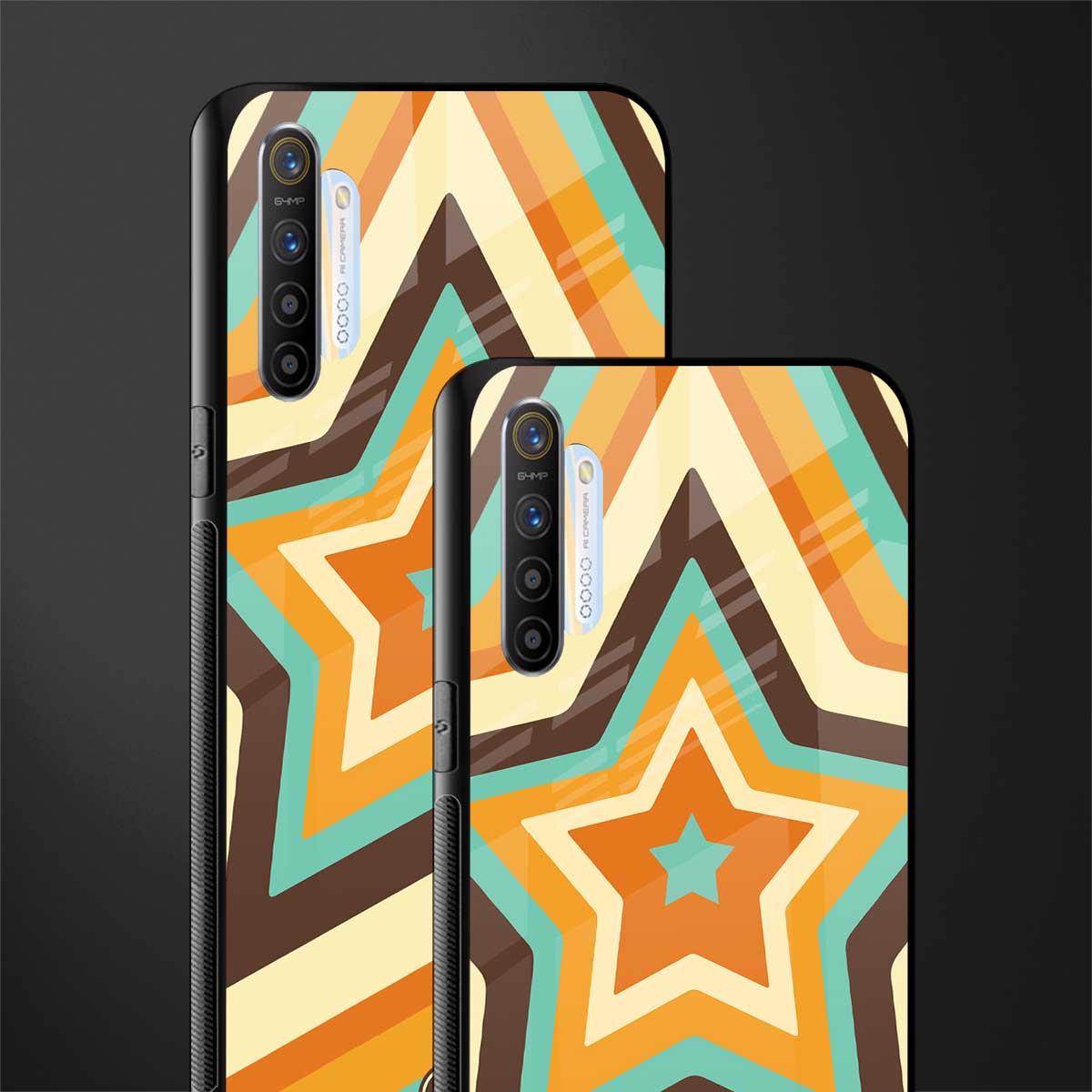 y2k orange brown stars glass case for realme x2 image-2
