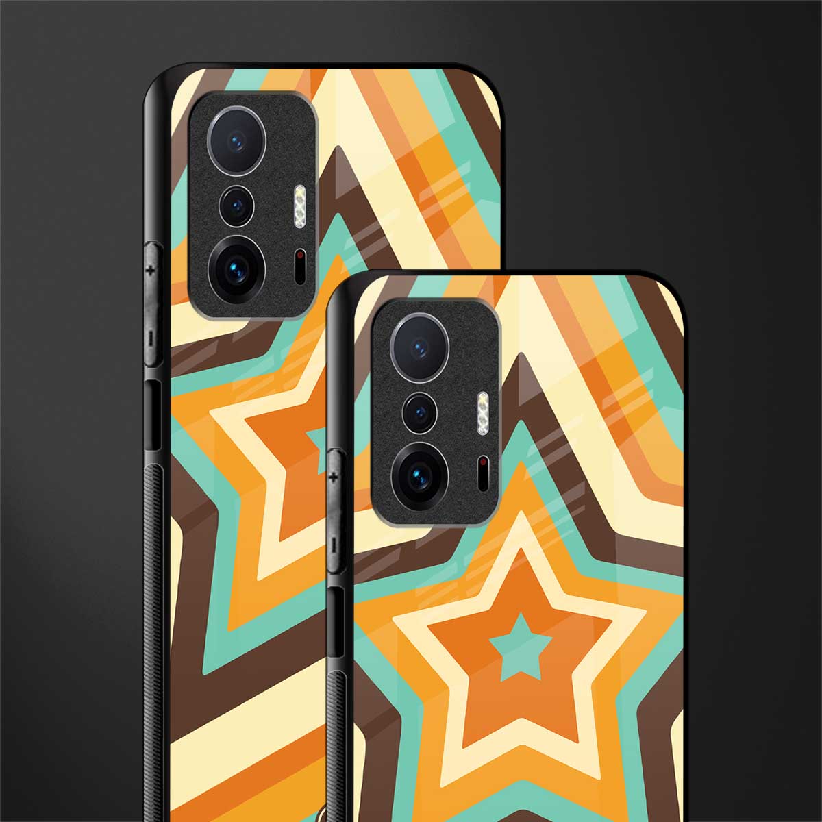 y2k orange brown stars glass case for mi 11t pro 5g image-2