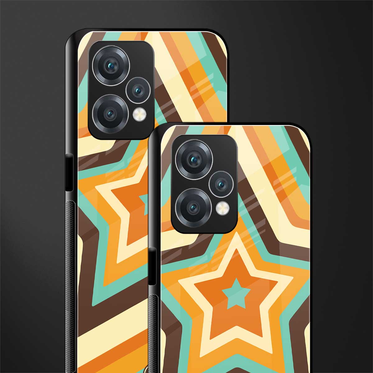y2k orange brown stars back phone cover | glass case for realme 9 pro 5g