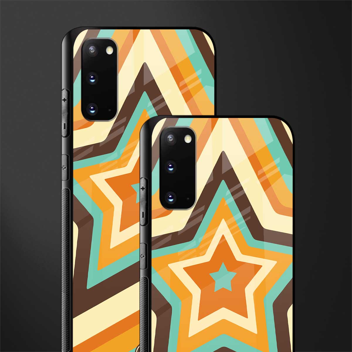 y2k orange brown stars glass case for samsung galaxy s20 image-2