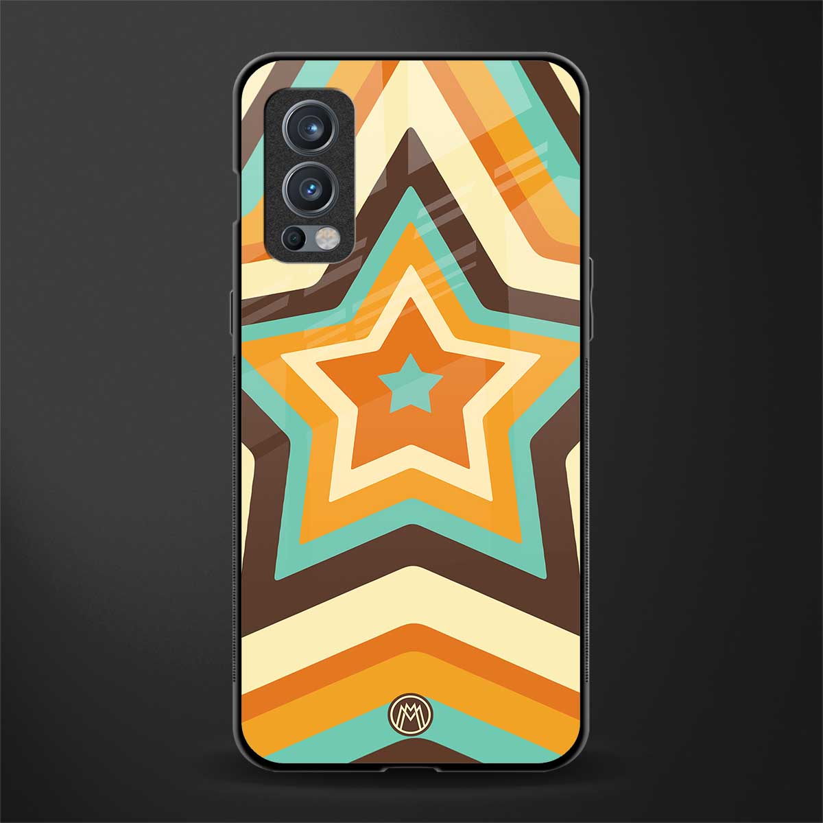 y2k orange brown stars glass case for oneplus nord 2 5g image