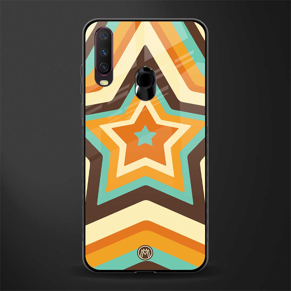 y2k orange brown stars glass case for vivo y15 image