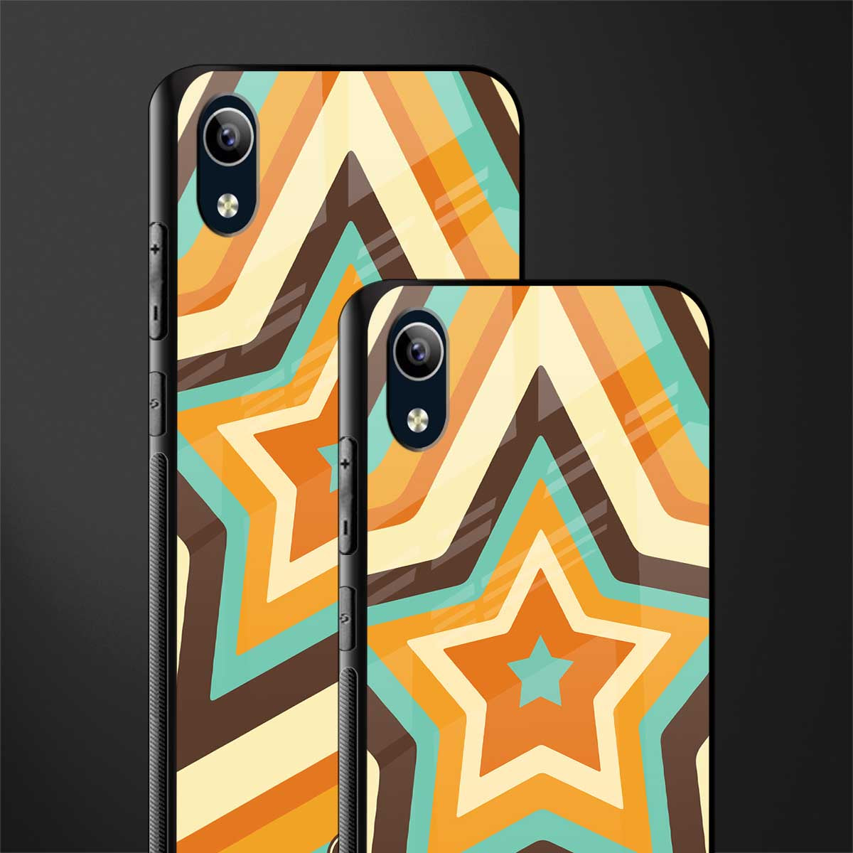 y2k orange brown stars glass case for vivo y90 image-2