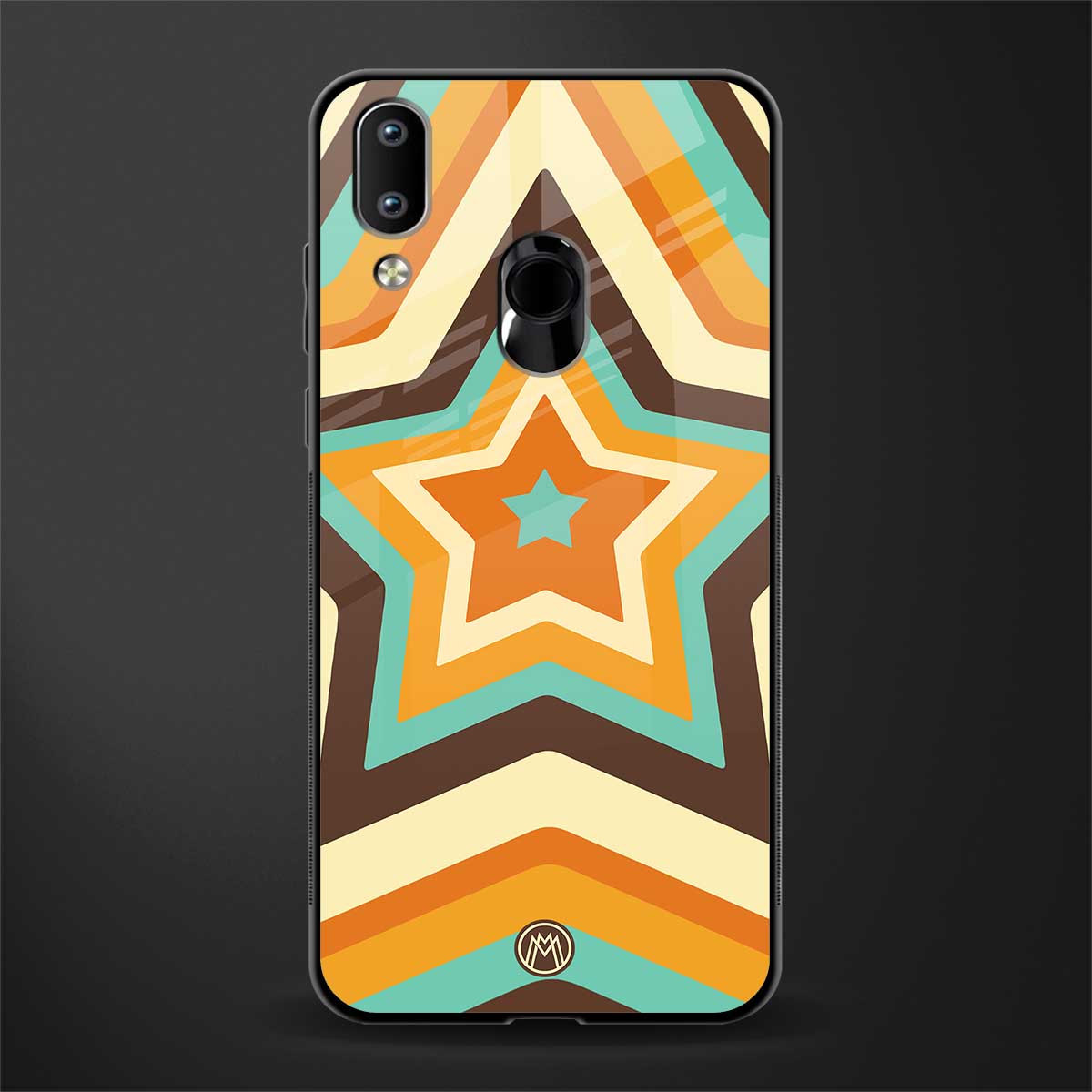 y2k orange brown stars glass case for vivo y91 image