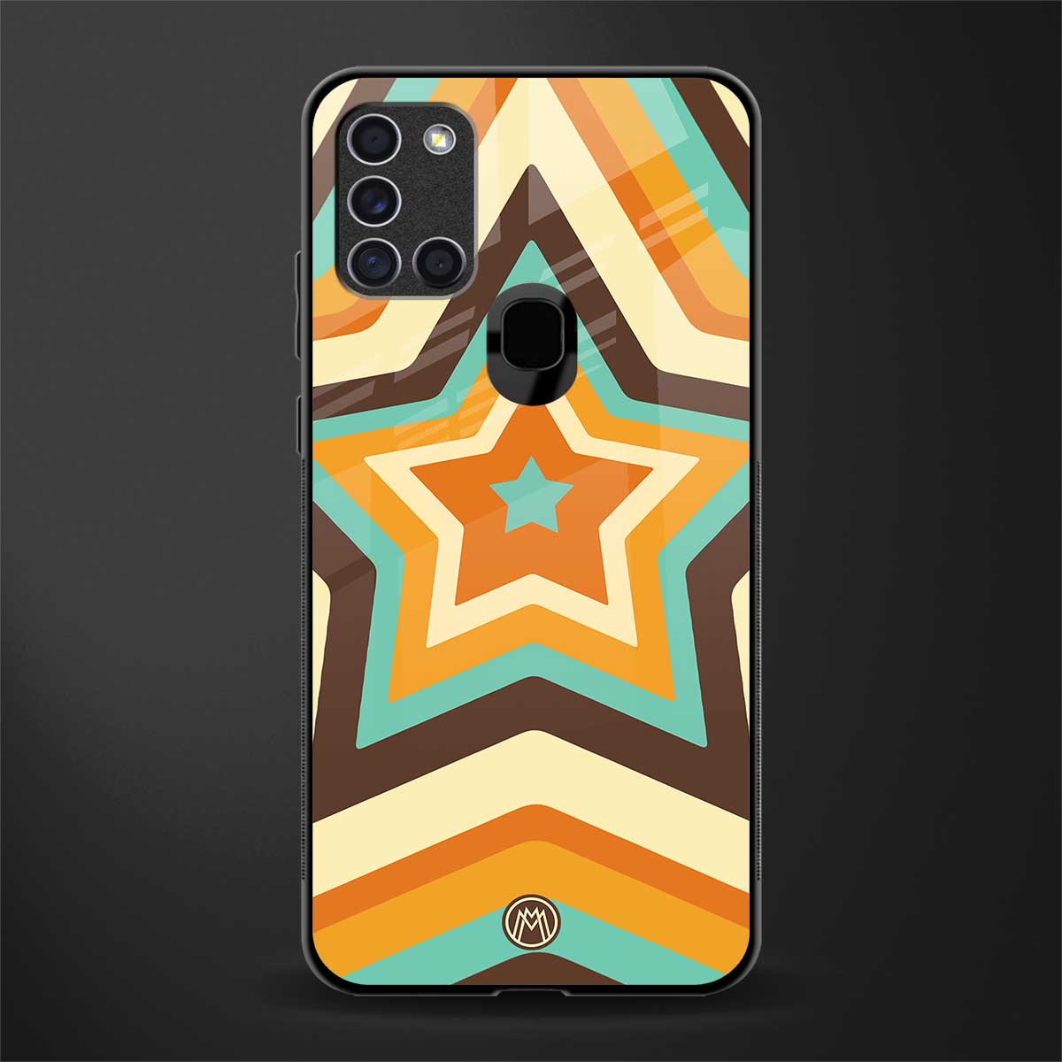 y2k orange brown stars glass case for samsung galaxy a21s image