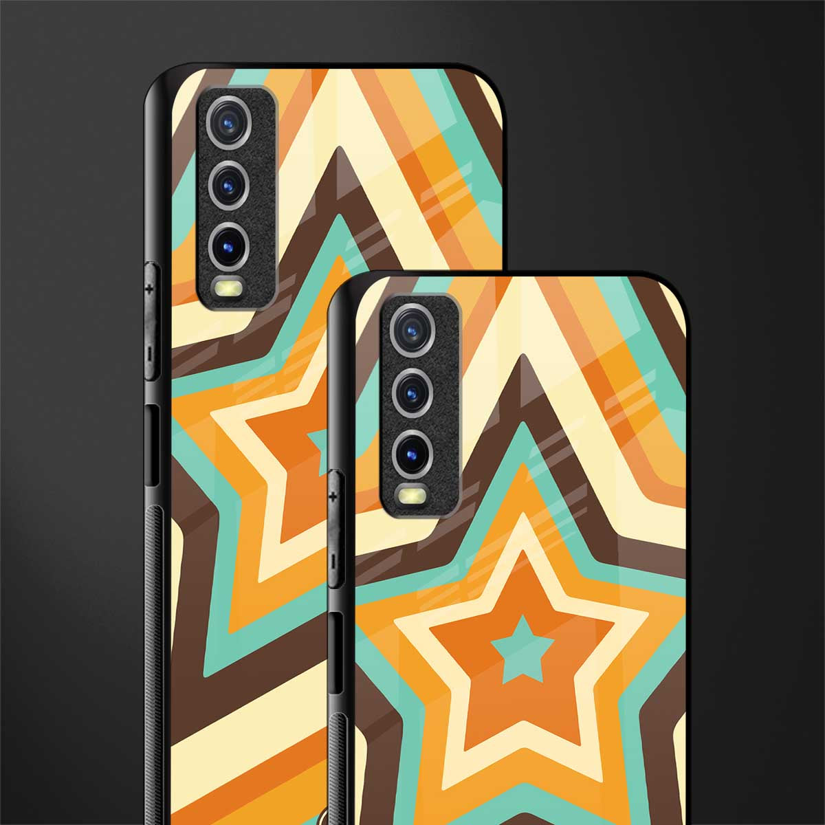 y2k orange brown stars glass case for vivo y20 image-2