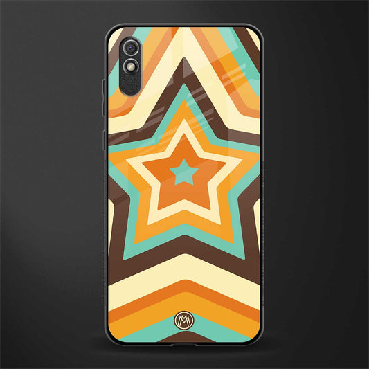 y2k orange brown stars glass case for redmi 9a image