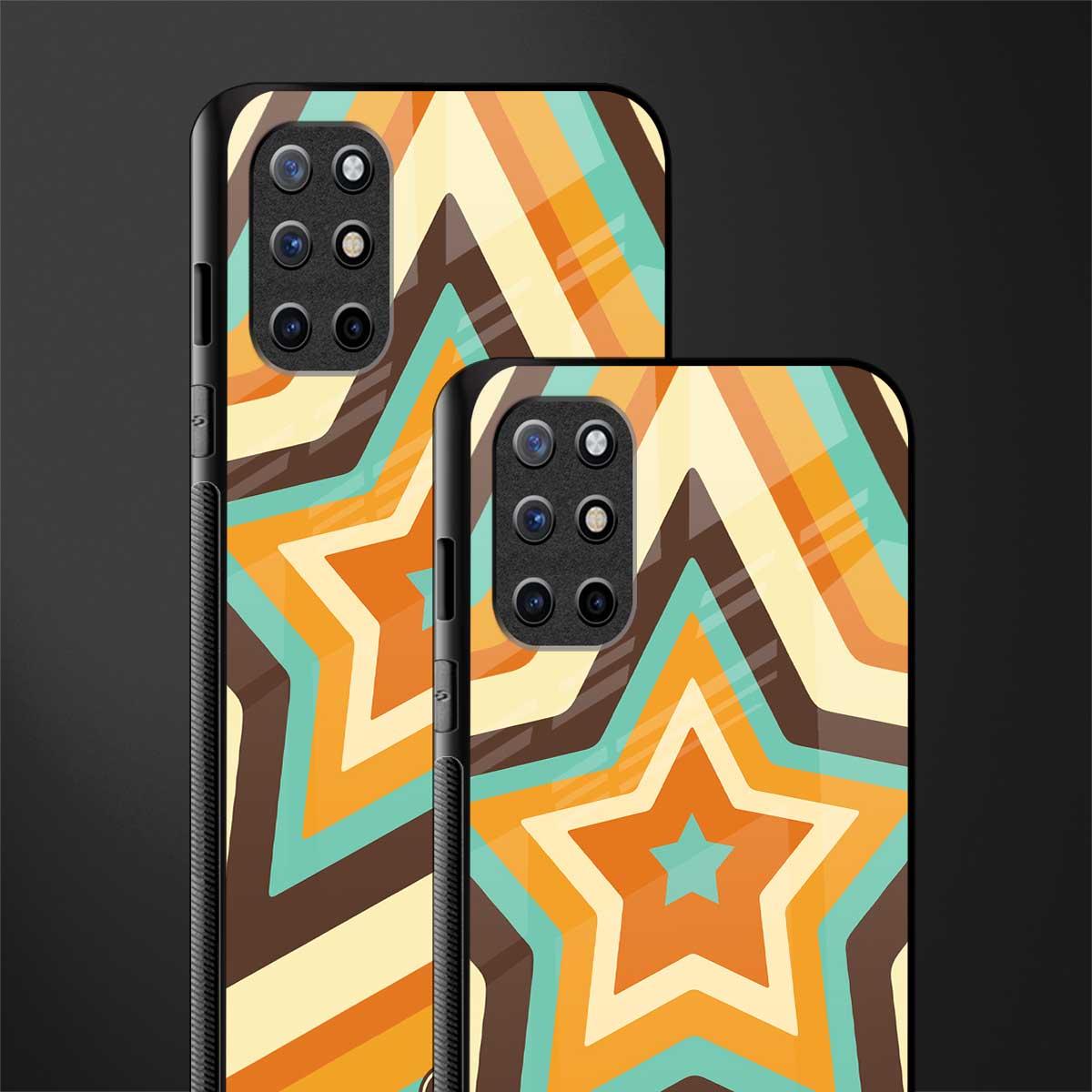 y2k orange brown stars glass case for oneplus 8t image-2