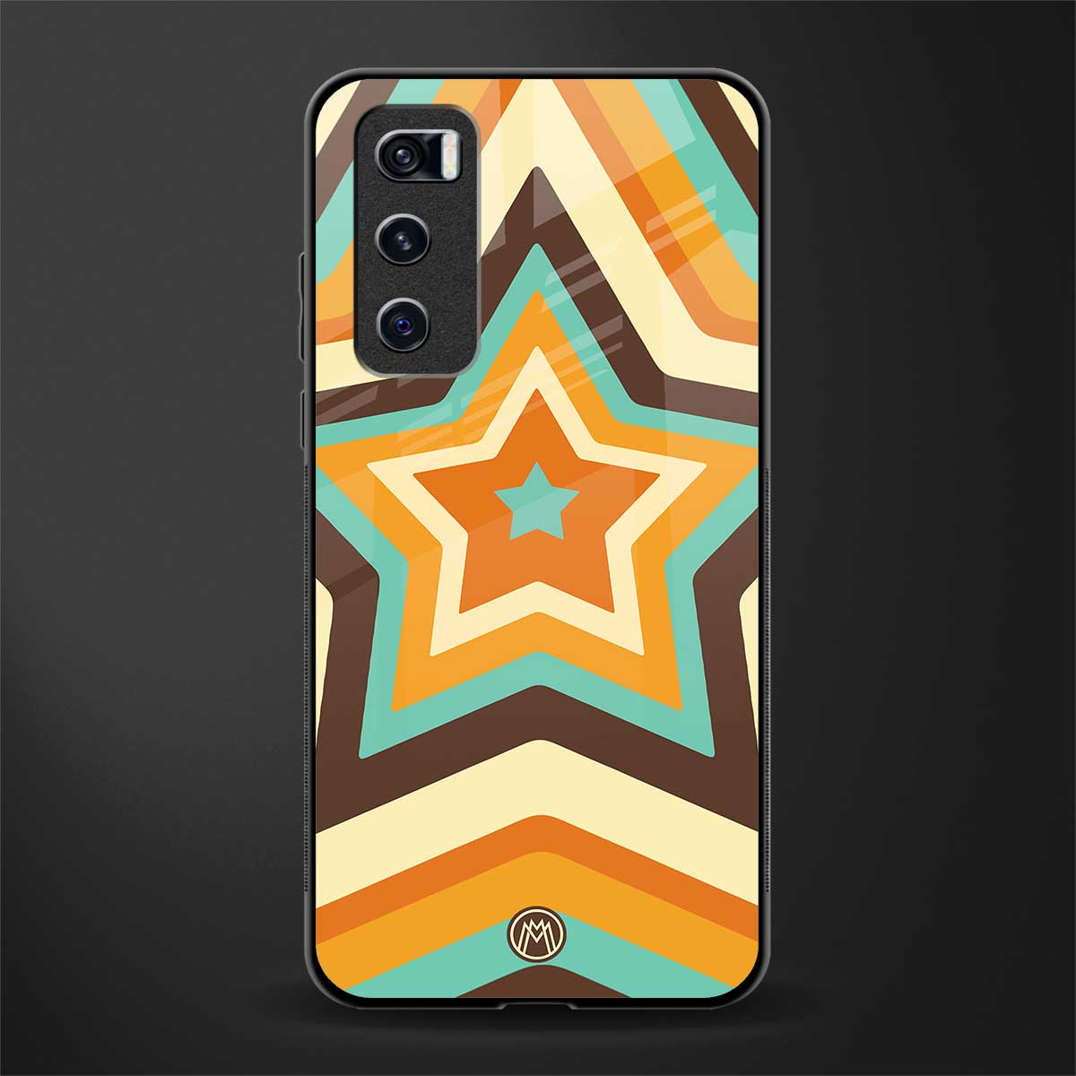 y2k orange brown stars glass case for vivo v20 se image