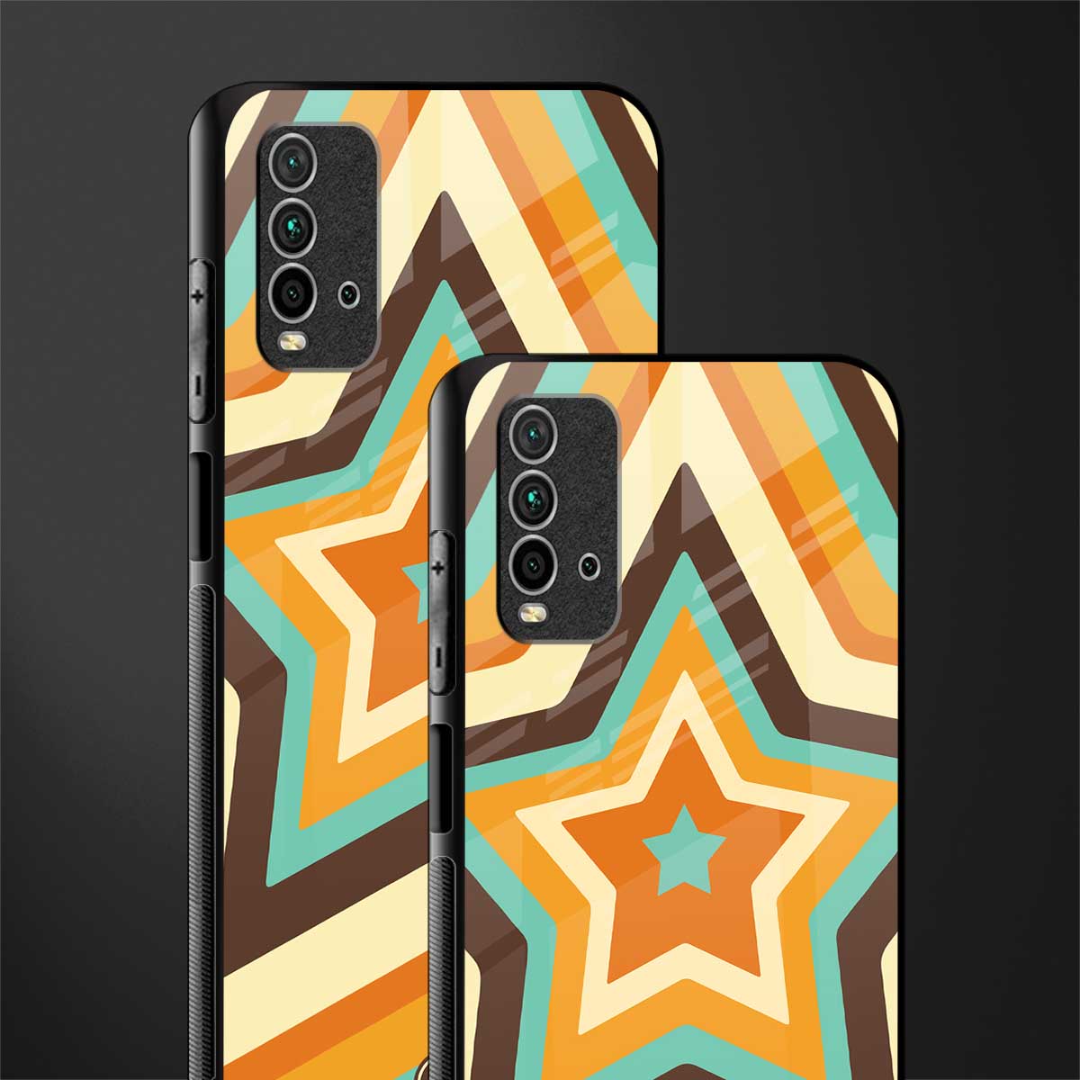 y2k orange brown stars glass case for redmi 9 power image-2