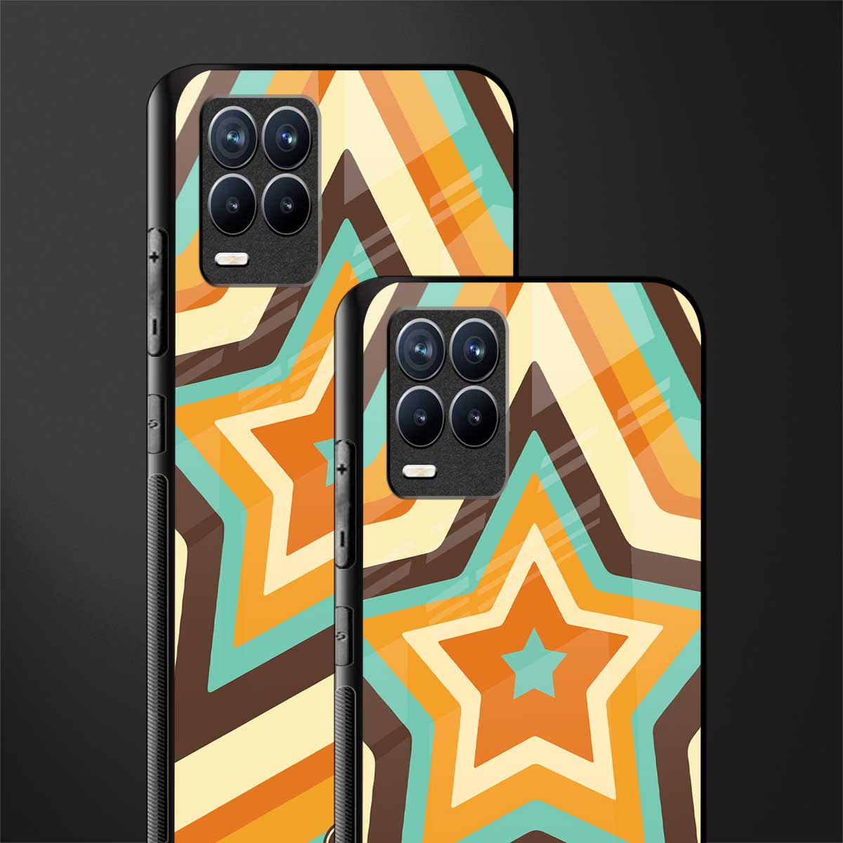 y2k orange brown stars glass case for realme 8 4g image-2