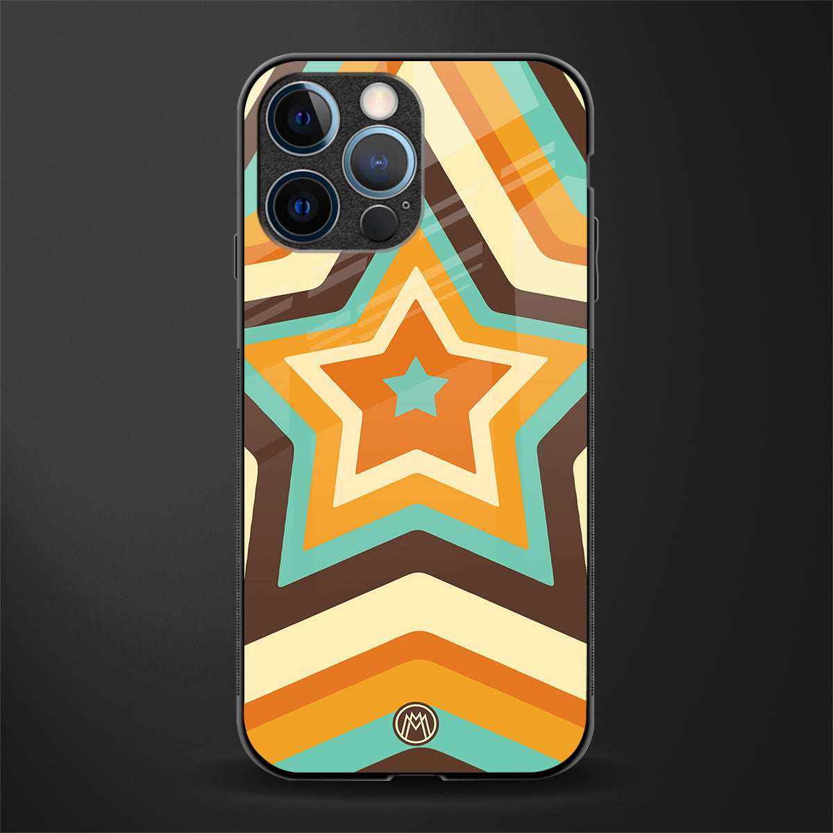 y2k orange brown stars glass case for iphone 12 pro image